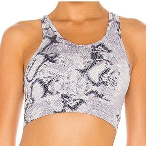 Varley Berkeley Crop Sports Bra Small White & Grey Snake Python Patterned